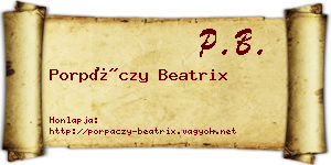 Porpáczy Beatrix névjegykártya